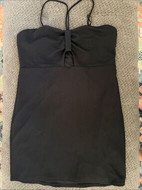Express Black Mini Dress with Front Keyhole